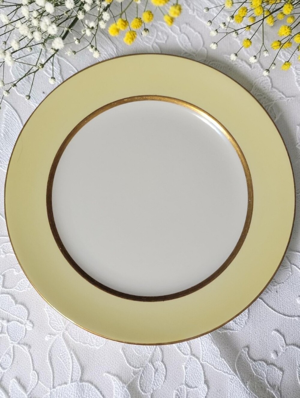VTG 1940s POPE GOSSER 10 1/8" DINNER PLATE WARRANTED COIN GOLD IVORY #3